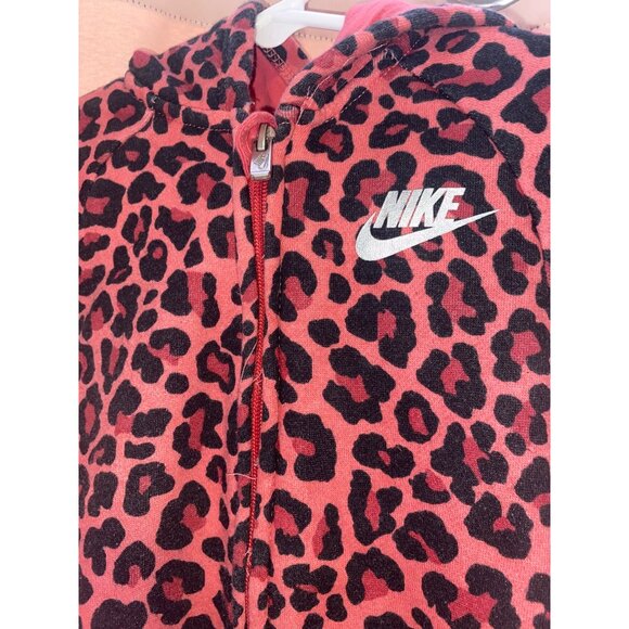 Nike Infant Girls' Leopard Full-Zip Coverall 12M Pink Black   Cotton Full Zip Sn - Picture 2 of 6